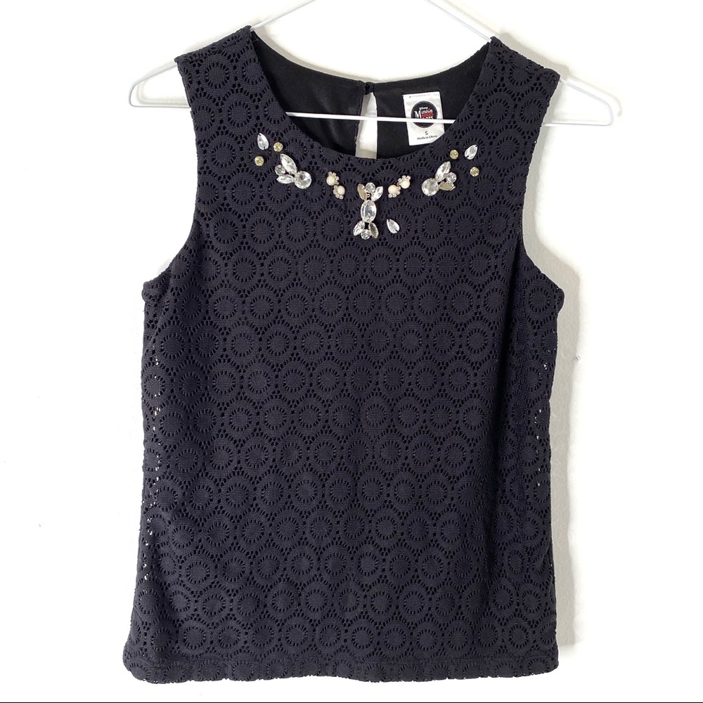 Disney Minnie Rocks The Dots Black Lace Jewel Top
